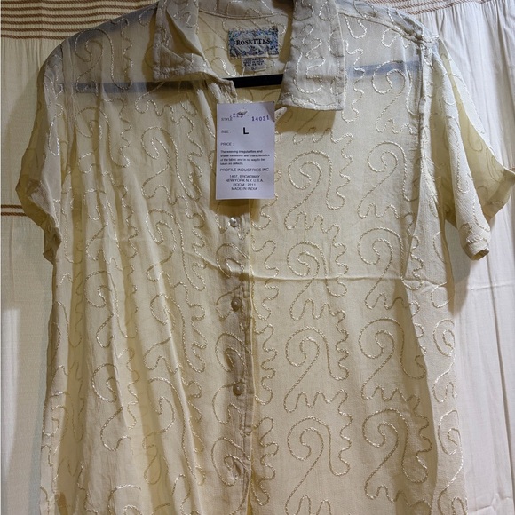 Other - Vintage Sheer Short-Sleeve Button-Up Shirt - L